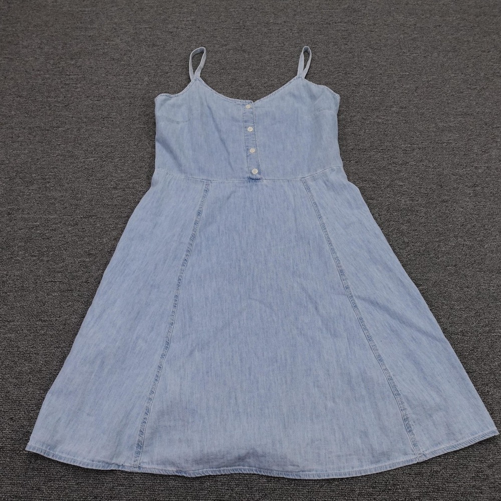Gap Dress Womens Small Blue Chambray Sleeveless Smocked Sundress Summer